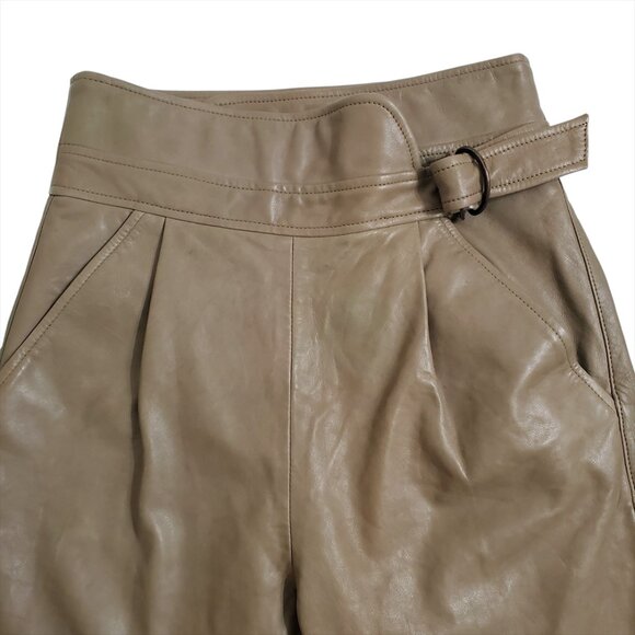 Sezane Franklin Trousers Size 34 US 2 Grey/Beige Lamb Leather Lined Pockets - Picture 6 of 16